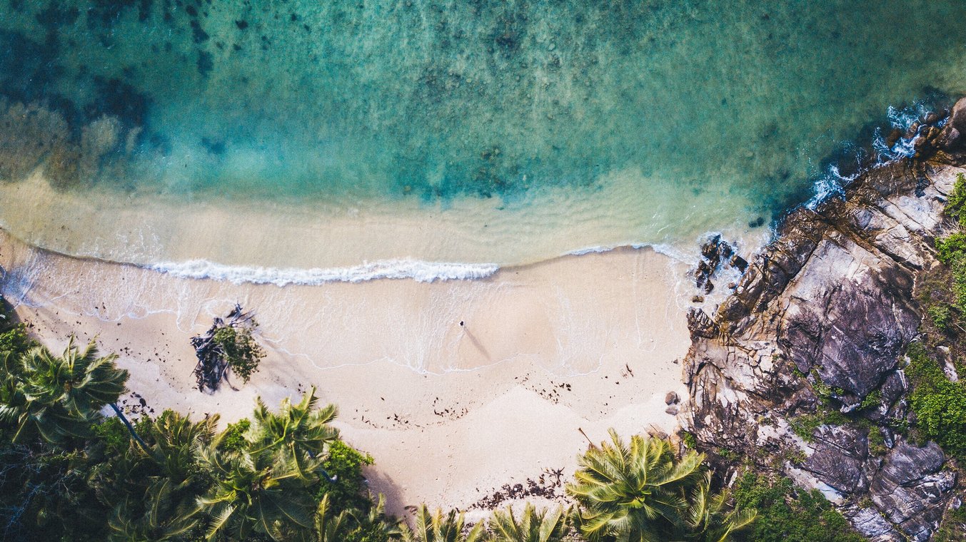 seychelles beach from above