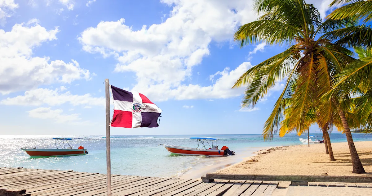 Turquoise water at a tropical beach in Dominican Republic